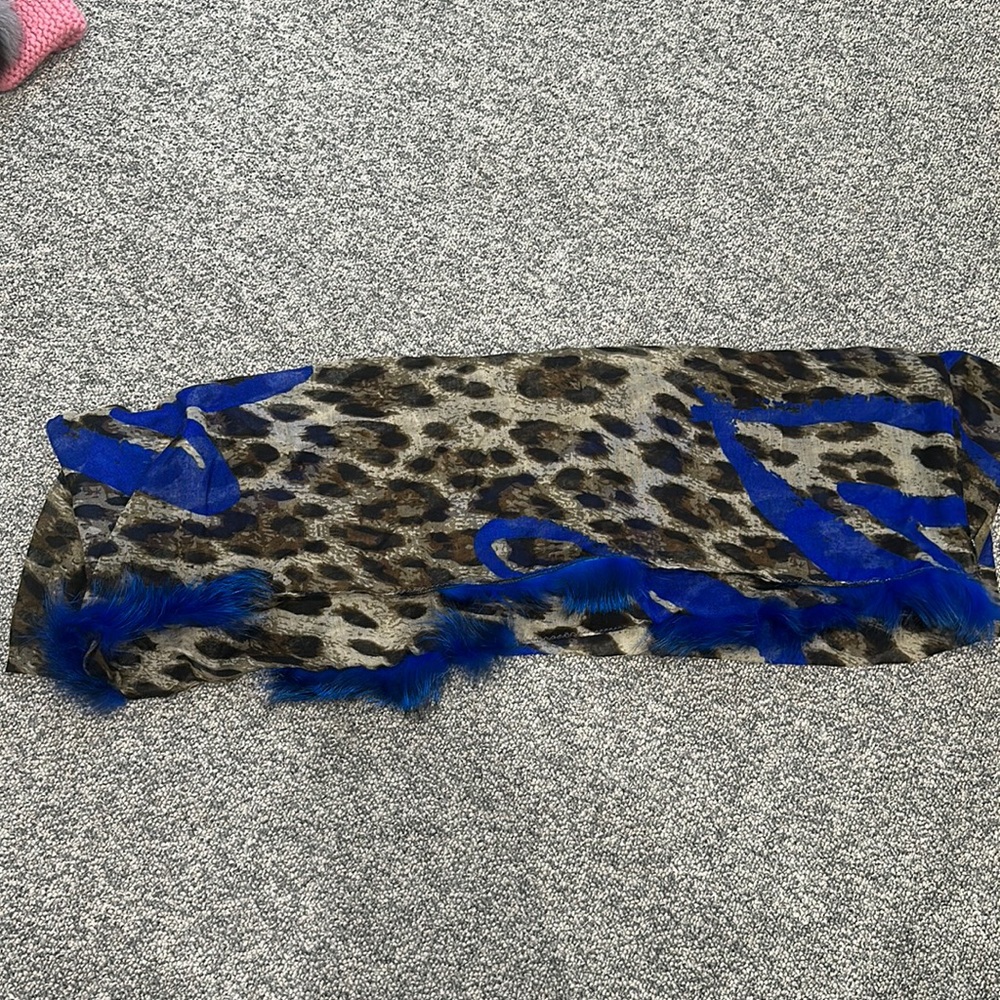 Leopard Infinity Scarf with Blue Fox Fur